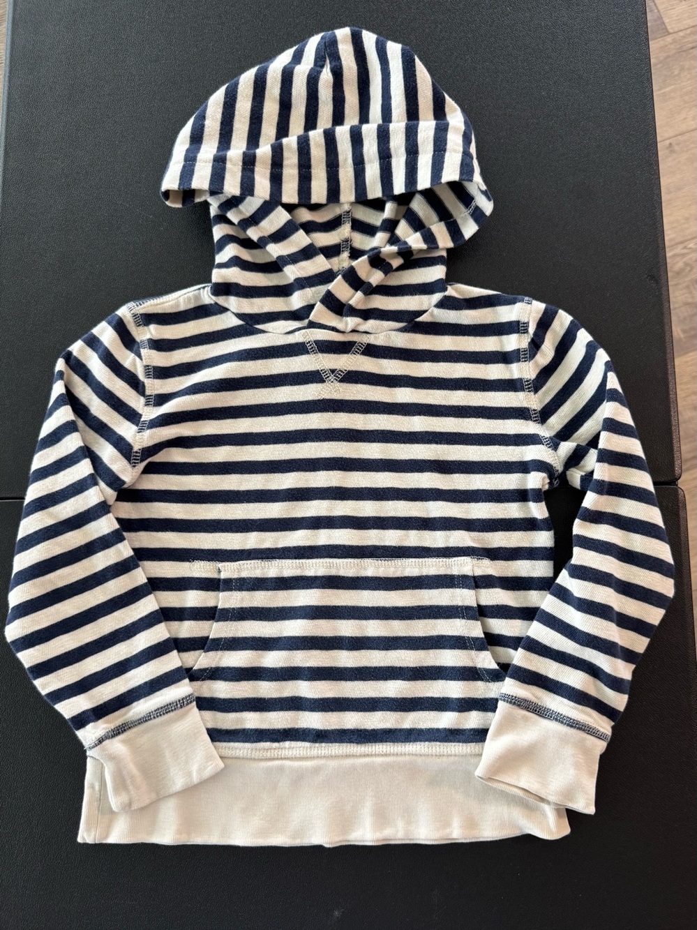 Crewcuts Boys Hooded Blue/White Pullover Top, Size 4/5
